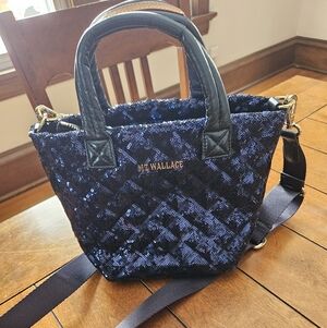 MZ Wallace Sapphire Sequin Micro Metro Tote Deluxe NWT